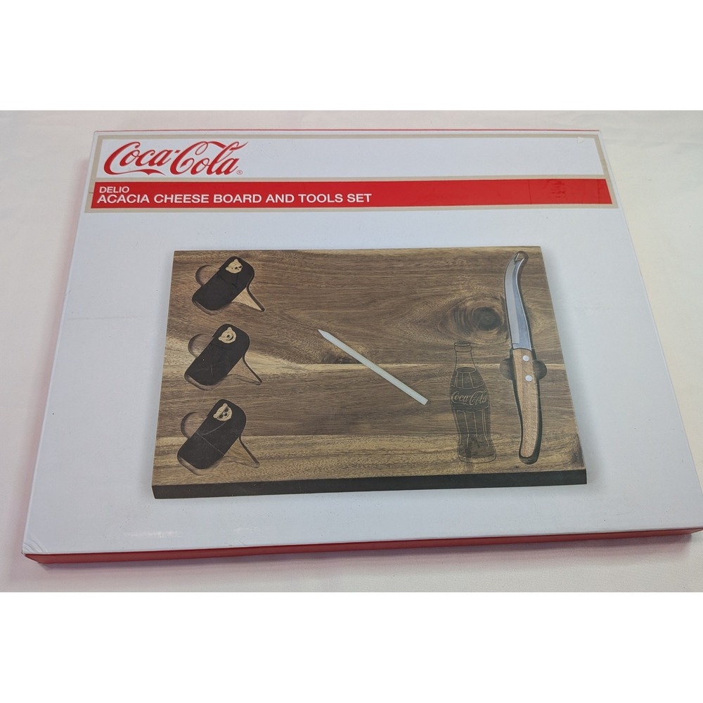 Coca-Cola Delio Acacia Cheese Board Tools Set Unisex OS Brown New Wood Serving